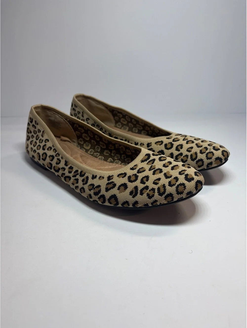 Old Navy Women’s Leopard Print Knit Ballet Flats Size 11 Tan Black